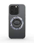 Midnight Blue Animal Print Phone Ring Holder in glossy with blue and white animal print