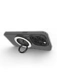 Minus One Phone Ring Holder in glossy with black stripes on white background giving a stylish look.