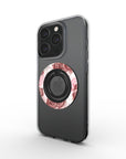My Anniversary Phone Ring Holder featuring Burgundy and pink flowers on glossy white background