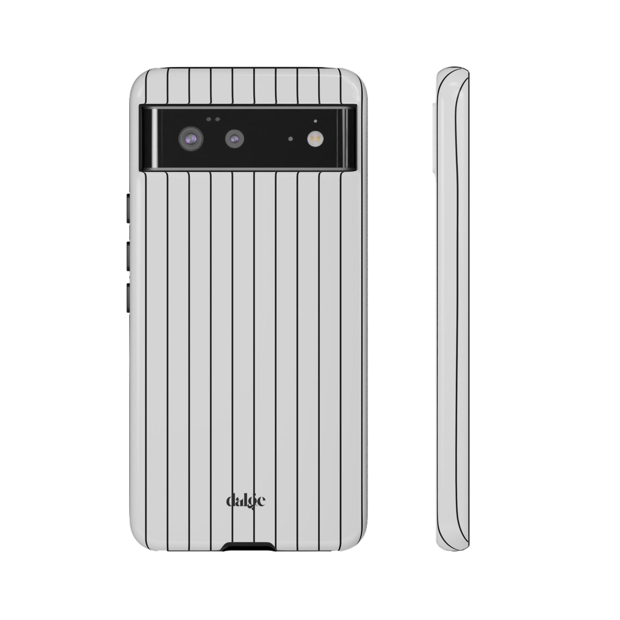 Minus One Tough Phone Case | Stylish &amp; Durable Phone Protection featuring black stripes on glossy or matte white background 