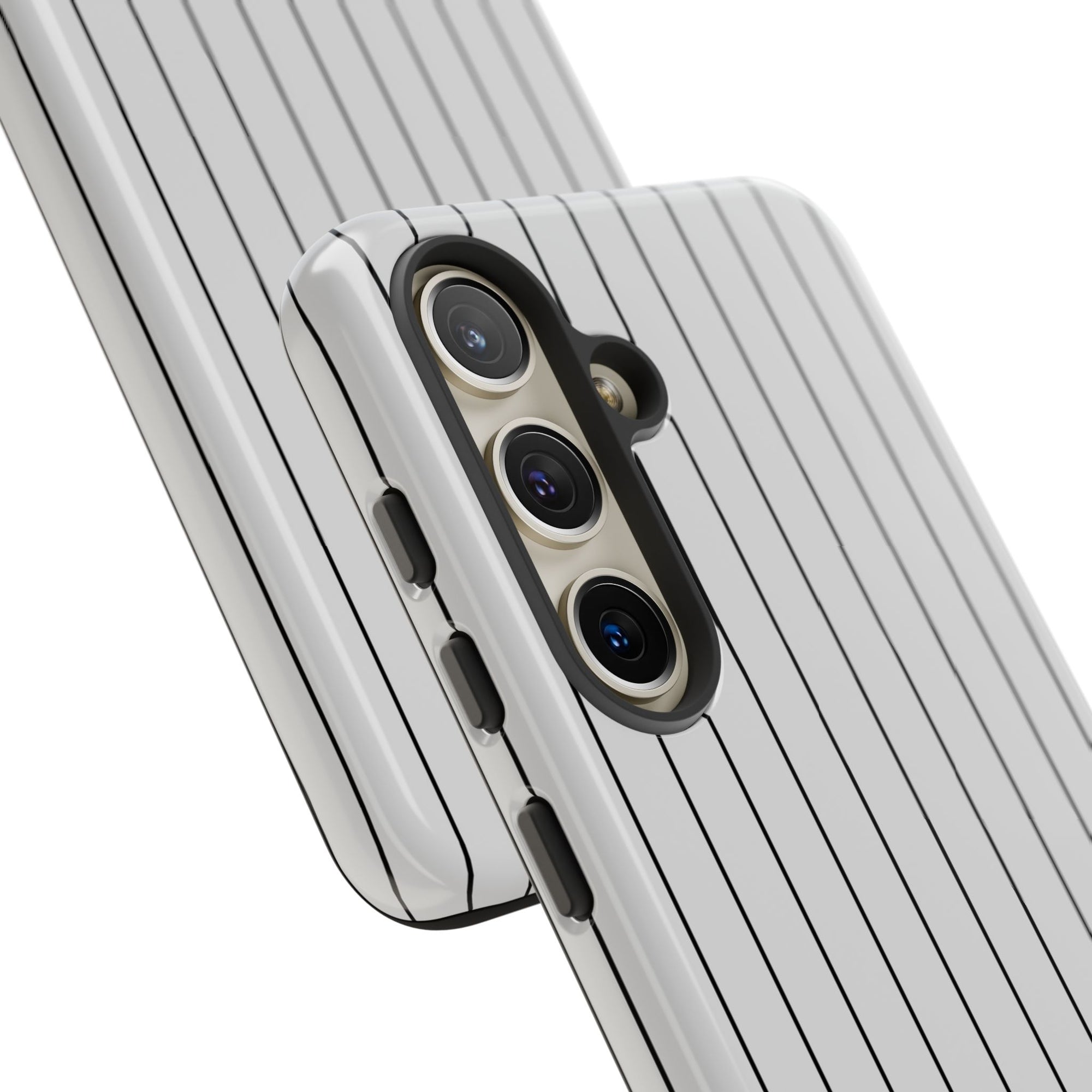 Minus One Tough Phone Case | Stylish & Durable Phone Protection featuring black stripes on glossy or matte white background 