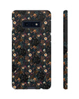 Mysterious Garden Tough Phone Case | Stylish & Durable Phone Protection featuring dark floral designs covering the phone in artistry and style.