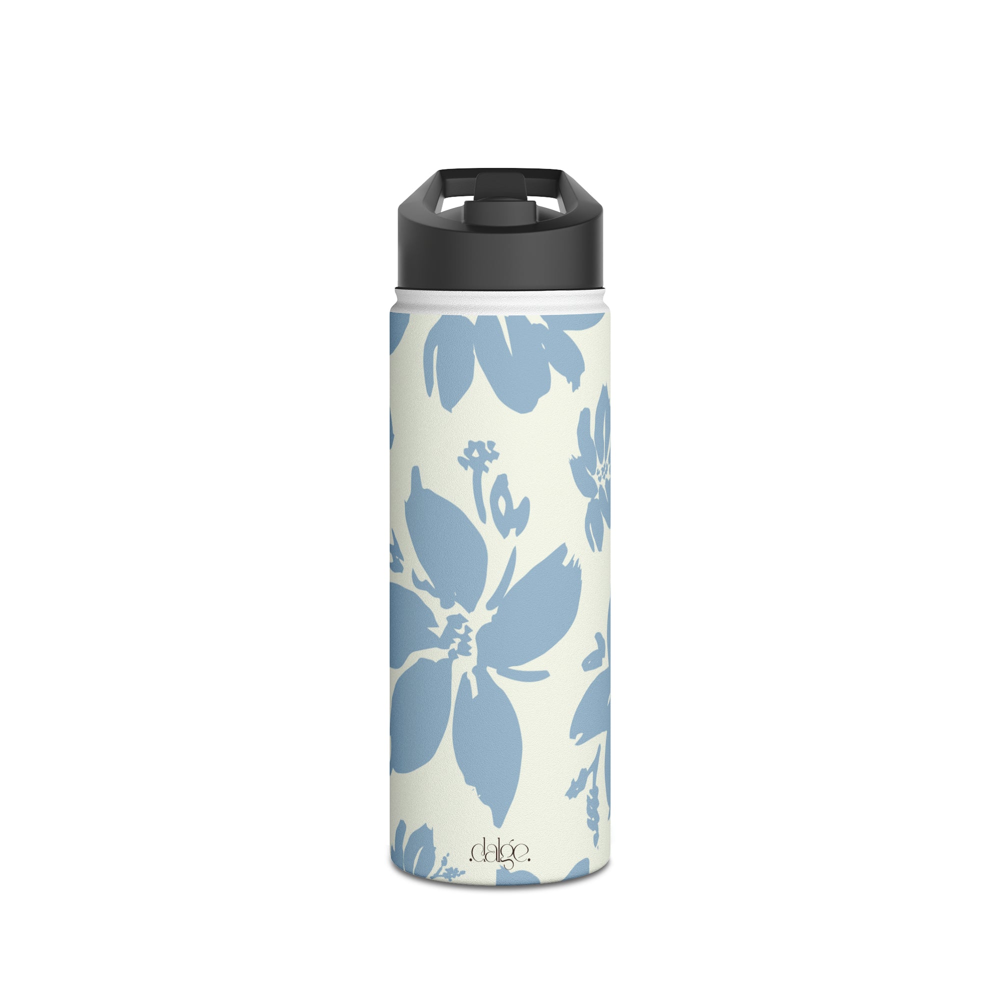 Cream Blue Aesthetic Pastel Floral Stainless Steel Water Bottle 