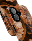 Midnight Date Tough Phone Case | Stylish & Durable Phone Protection with designed  big flowers in brown and peach shades