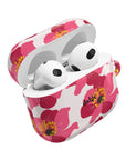 Spring Break AirPods Case featuring big pink flowers on glossy beige background from Spring Edition Collection