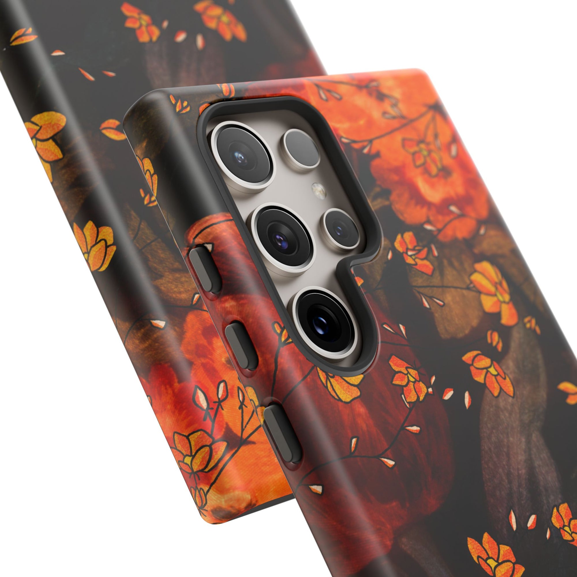 My Fall Diary Tough Phone Case featuring fall floral designs matte or glossy background from Autumn Allure Collection.