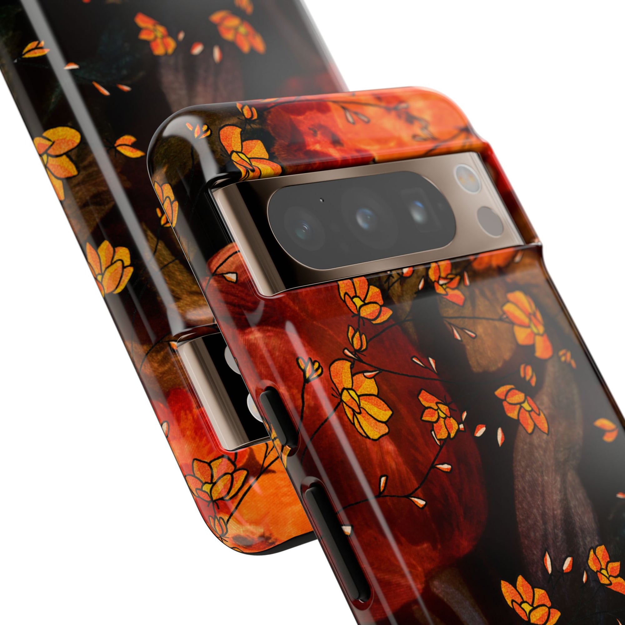 My Fall Diary Tough Phone Case featuring fall floral designs matte or glossy background from Autumn Allure Collection.