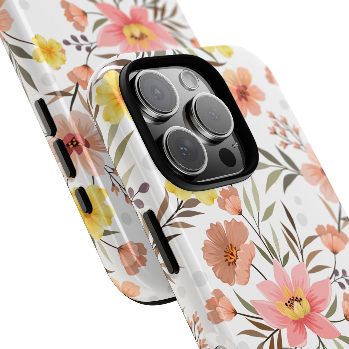 Floral phone case with a white background