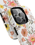 Floral phone case with a white background
