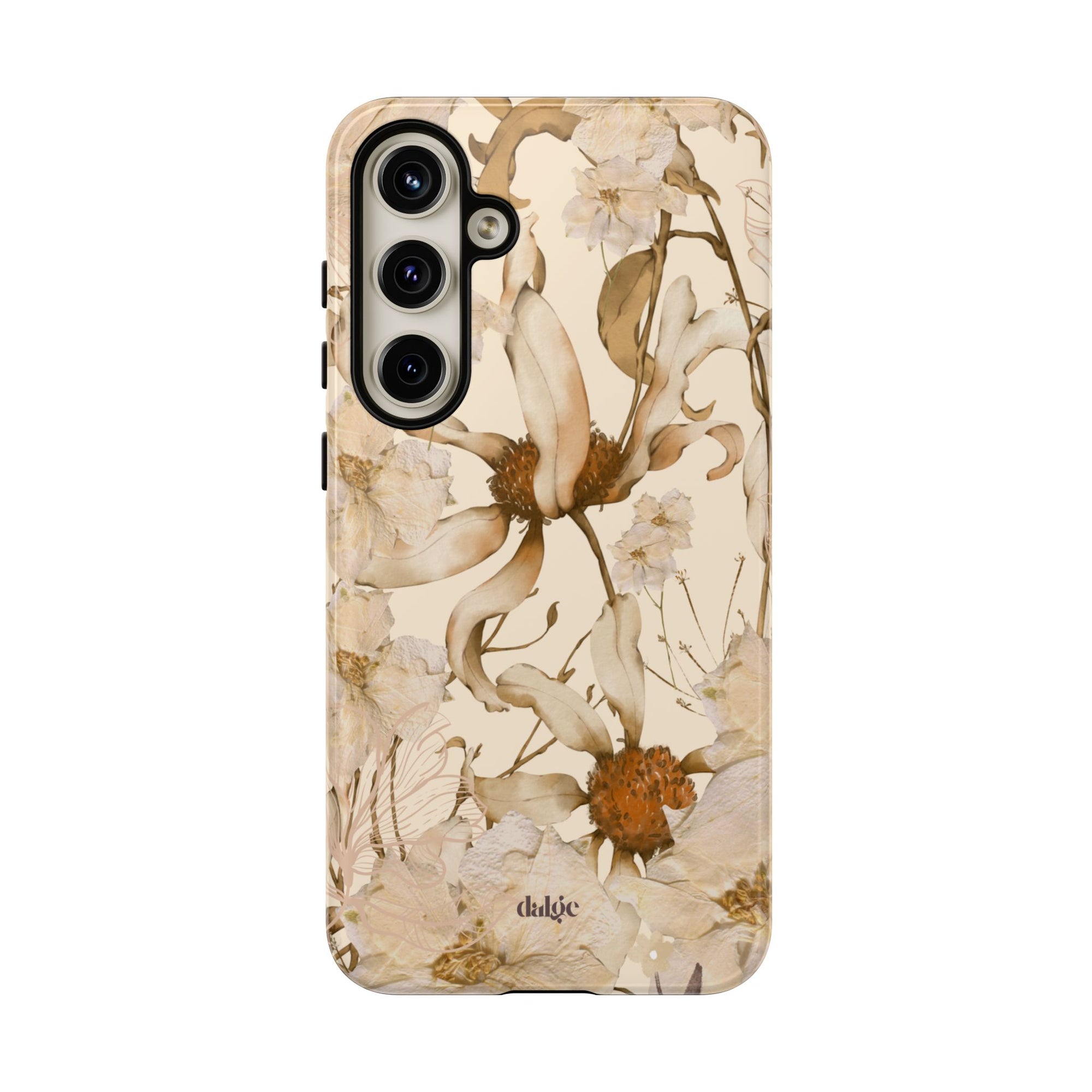 Glossy or Matte Maple Syrup Tough Phone case with natural tones of flowers 