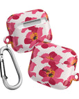 Spring Break AirPods Case featuring big pink flowers on glossy beige background from Spring Edition Collection