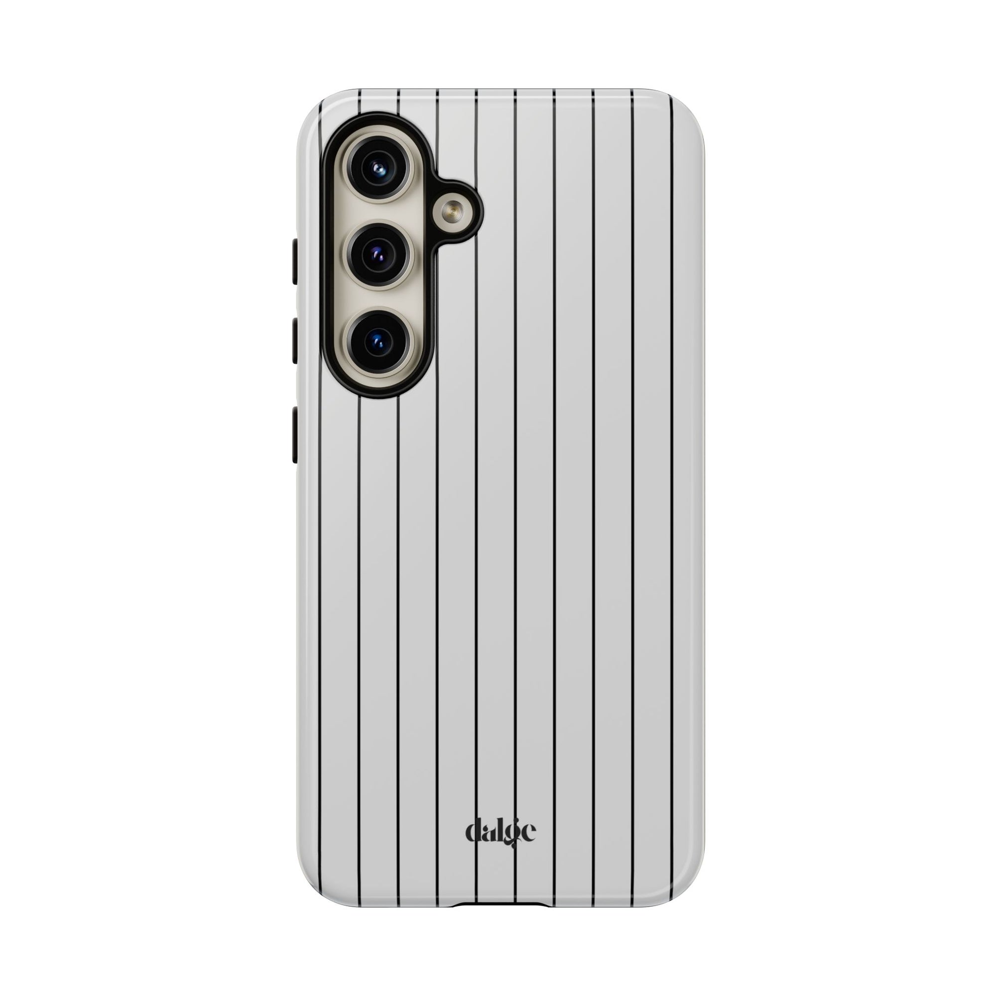 Minus One Tough Phone Case | Stylish & Durable Phone Protection featuring black stripes on glossy or matte white background 