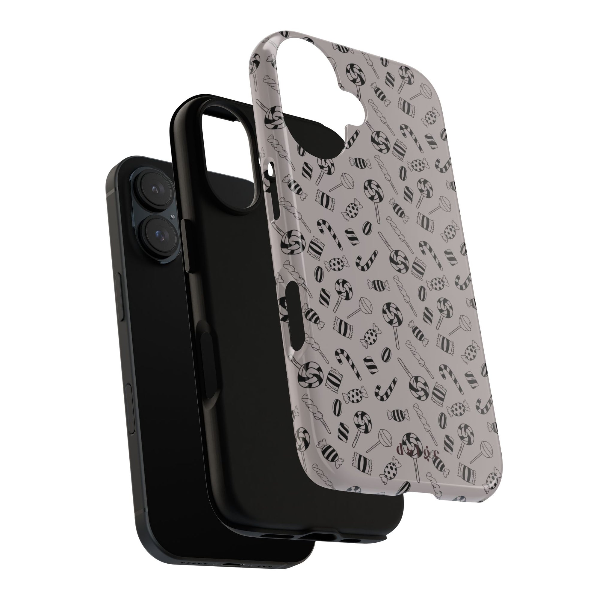 Sticky Pop Tough Phone Case featuring candy design in black graphic from our collection Welcome To The Party