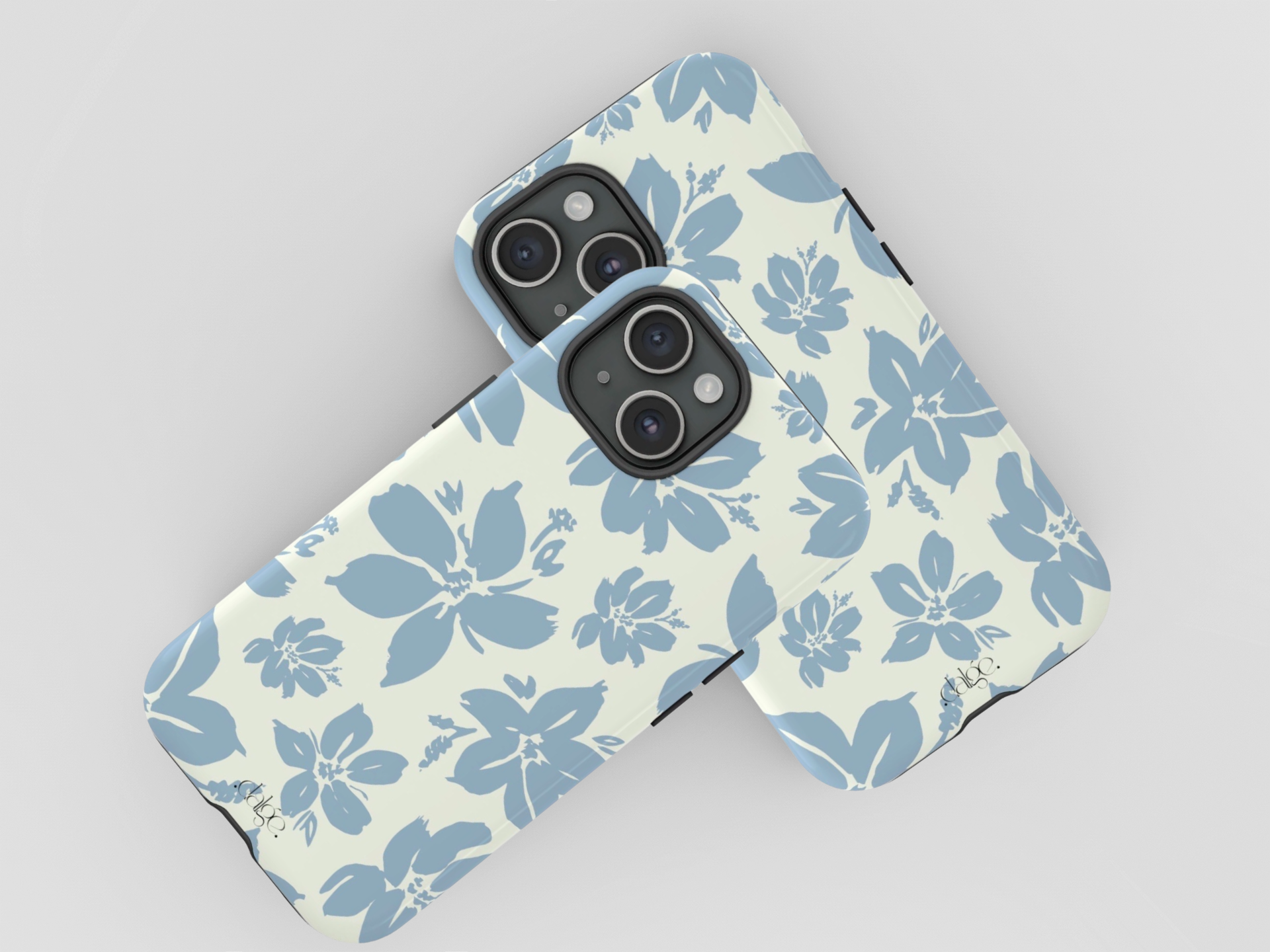 Cream Blue Aesthetic Pastel Floral Pastel phone case Int.