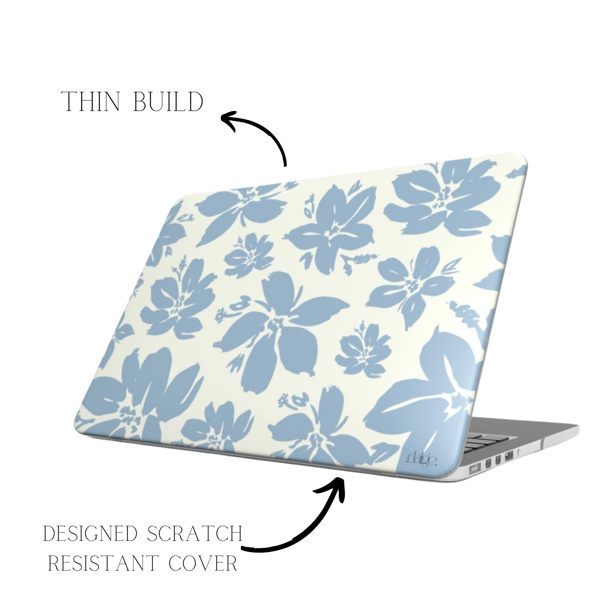 Cream Blue Pastel Floral Laptop Case Int.