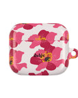 Spring Break AirPods Case featuring big pink flowers on glossy beige background from Spring Edition Collection