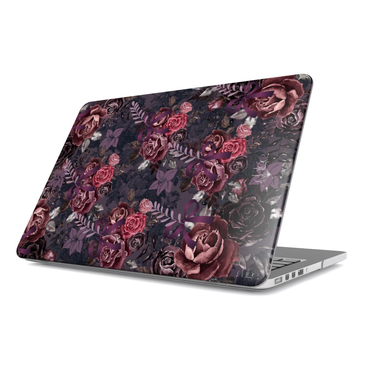 Dark Floral Purple Bow Laptop Case Int.