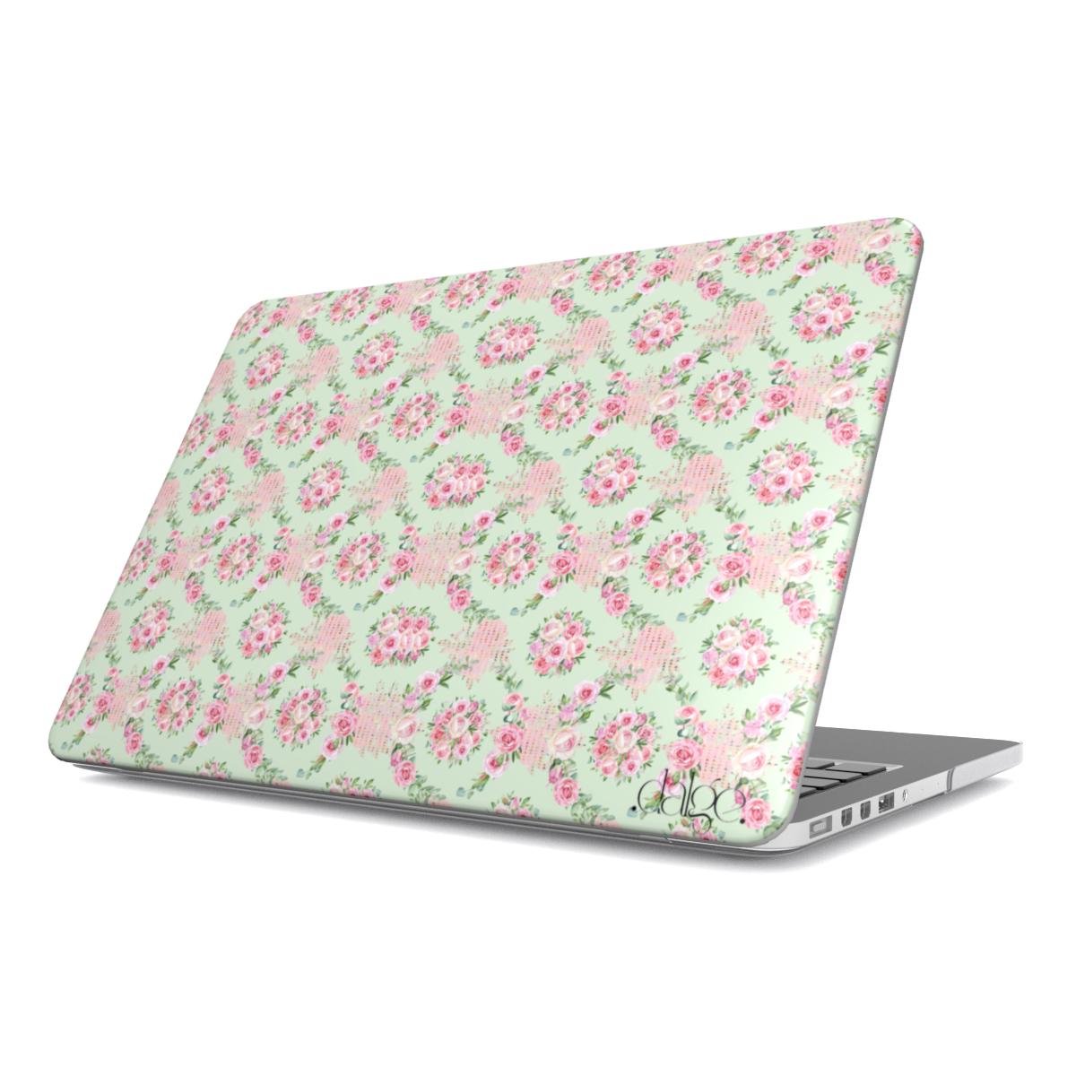 Shabby Chic Moments Laptop Case featuring shabby floral designs on matte background full covering the MacBook 