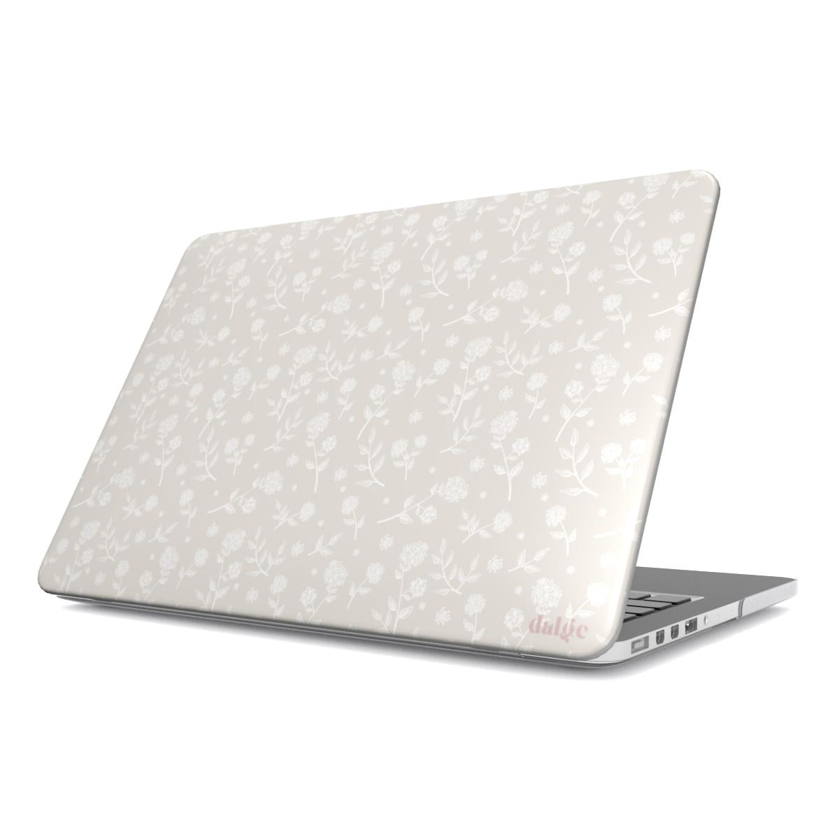 Maya Laptop Case featuring matte off white background with small white flowers | Ultimate Protection with Flair