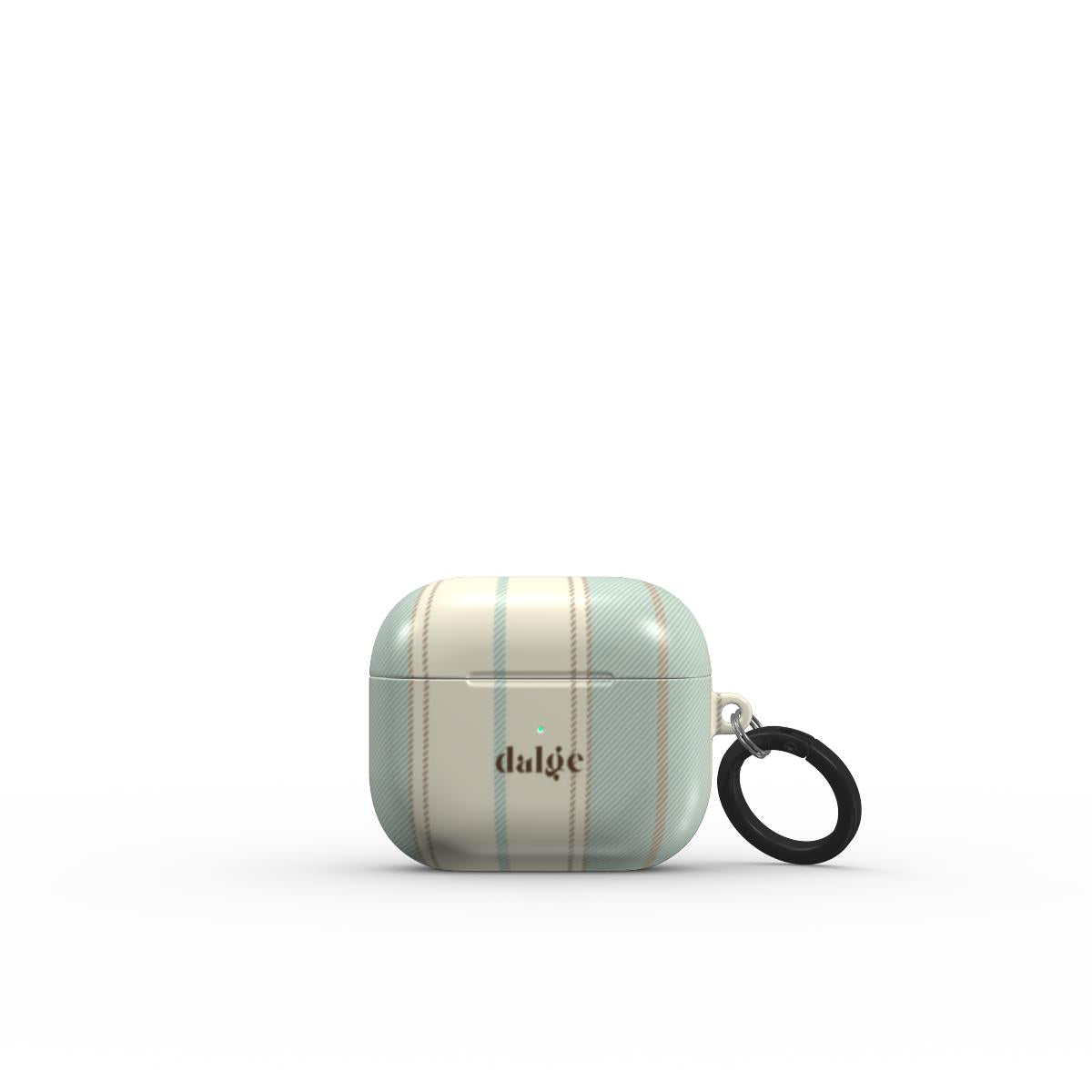 Old Shirt Earbuds Case featuring beige and light pastel green  stripes on glossy background covering in style 