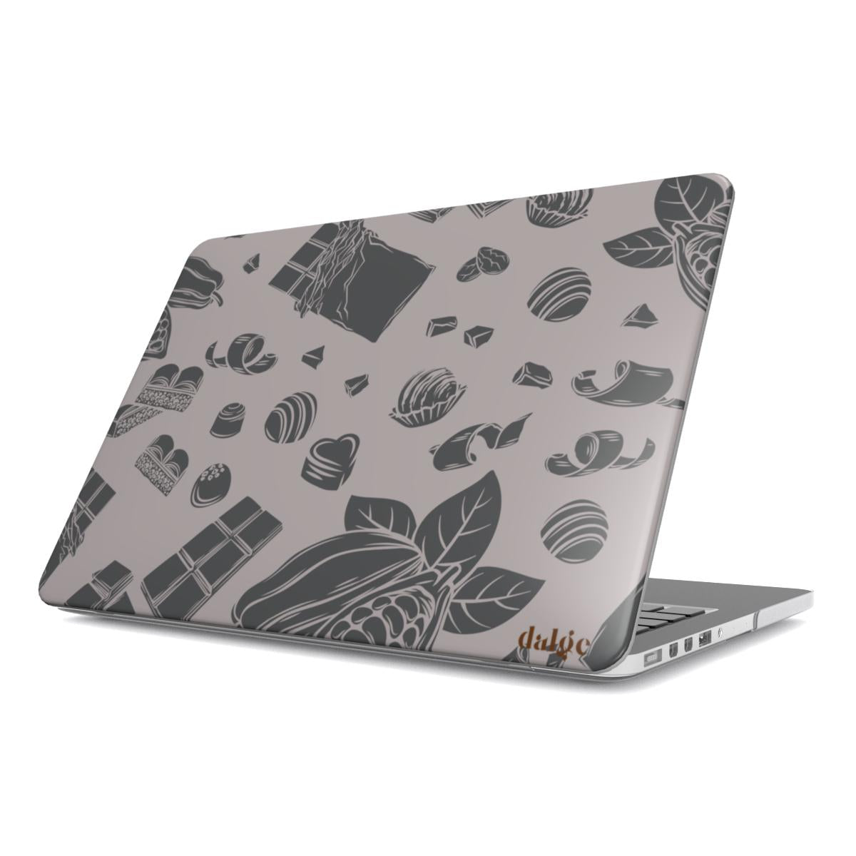 Sweet Course Laptop Case matte case with c chocolate design  on taupe color background full covering the MacBook Case all around in artistry