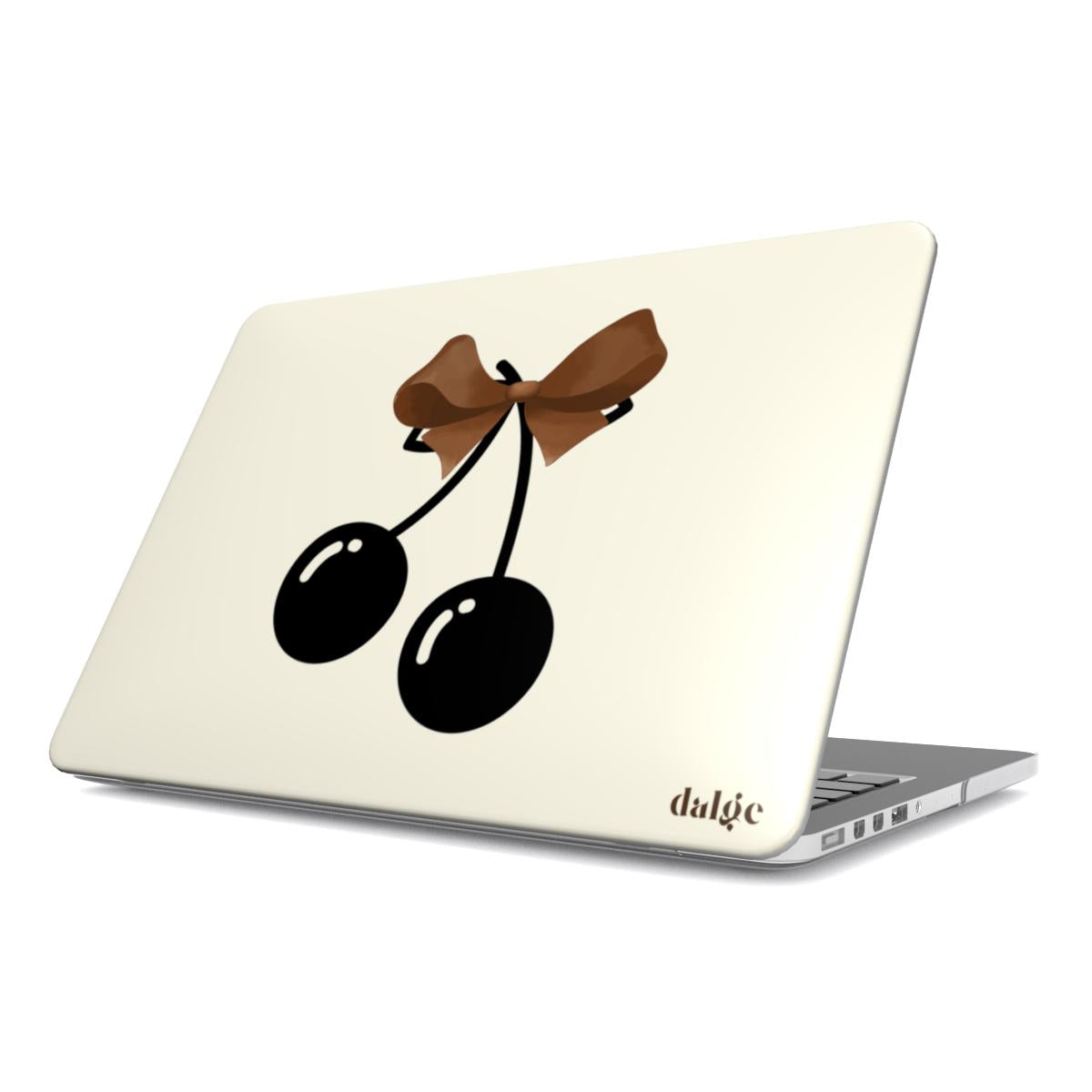 Sweet Sixteen Laptop Case matte MacBook case with two black cherries and brown bow full covering the device from our collection Mini Cocktail