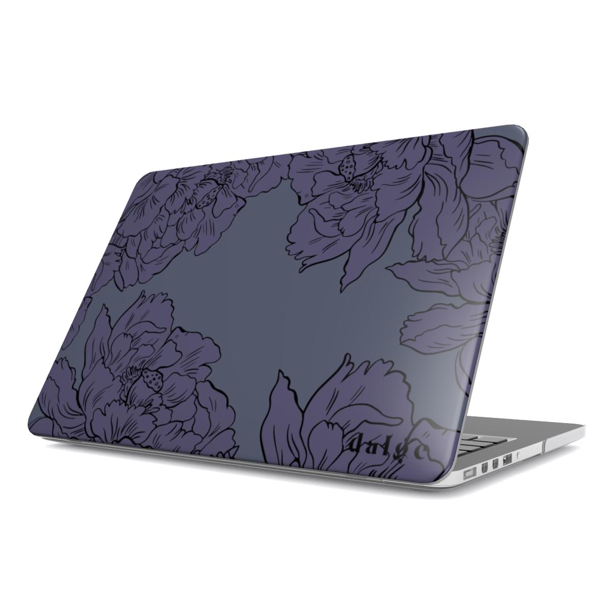 Bluebell MacBook Case featuring blue floral design full covering the laptop in artistry and durability