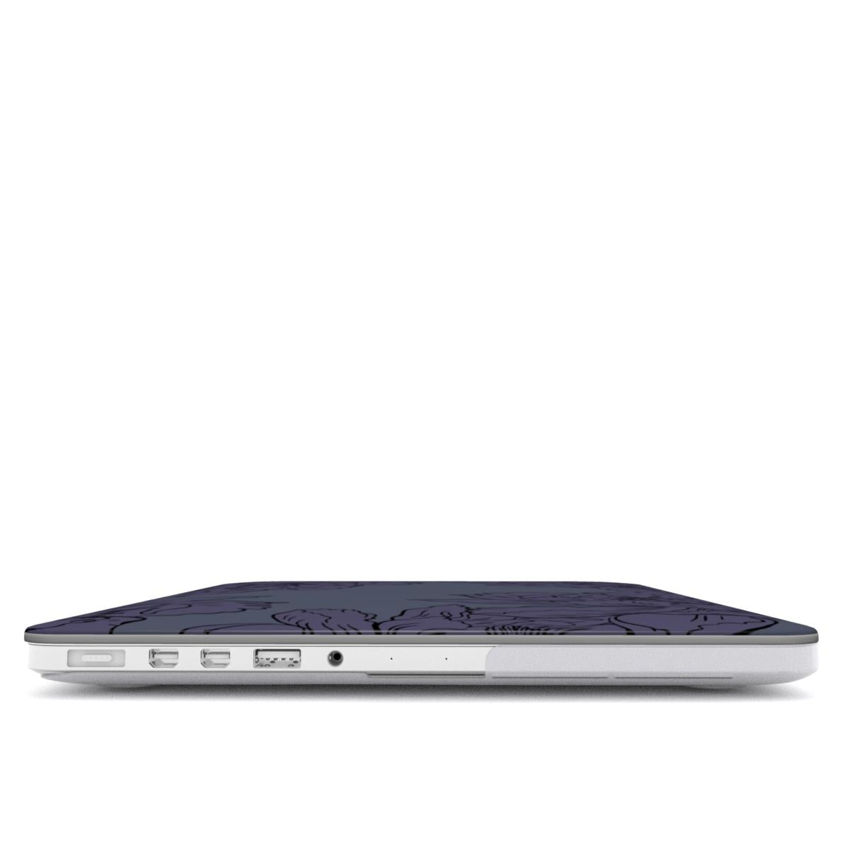 Bluebell MacBook Case featuring blue floral design full covering the laptop in artistry and durability