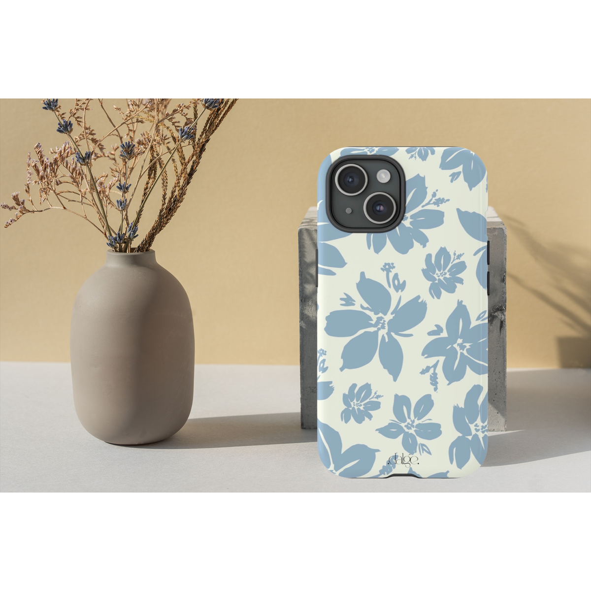 Cream Blue Aesthetic Pastel Floral Pastel phone case Int.