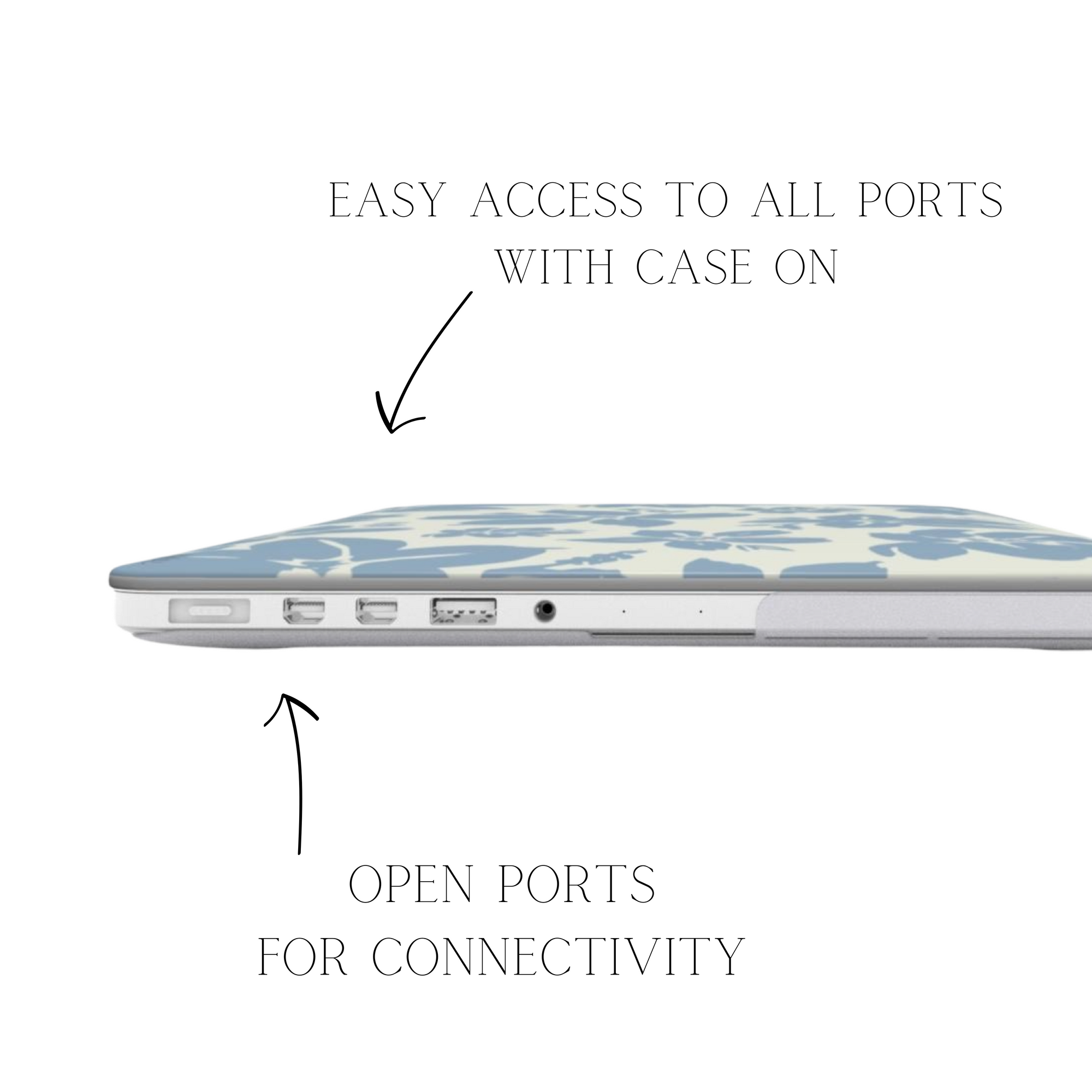 Cream Blue Pastel Floral Laptop Case Int.