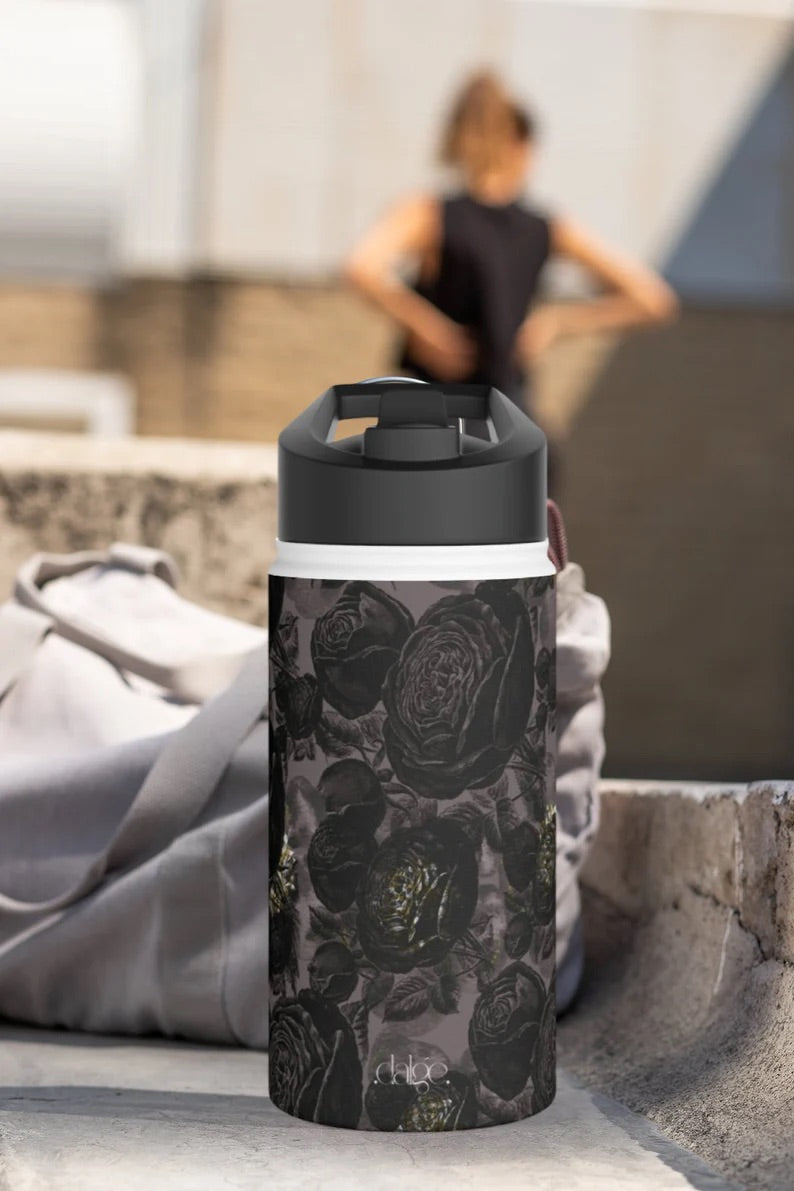 Dark Academia Stainless Steel Water Bottle, Dark Floral Water Bottle, Floral Drinkware, Dark Academia Drinkware, Vintage floral water bottle-Mug-Dalge