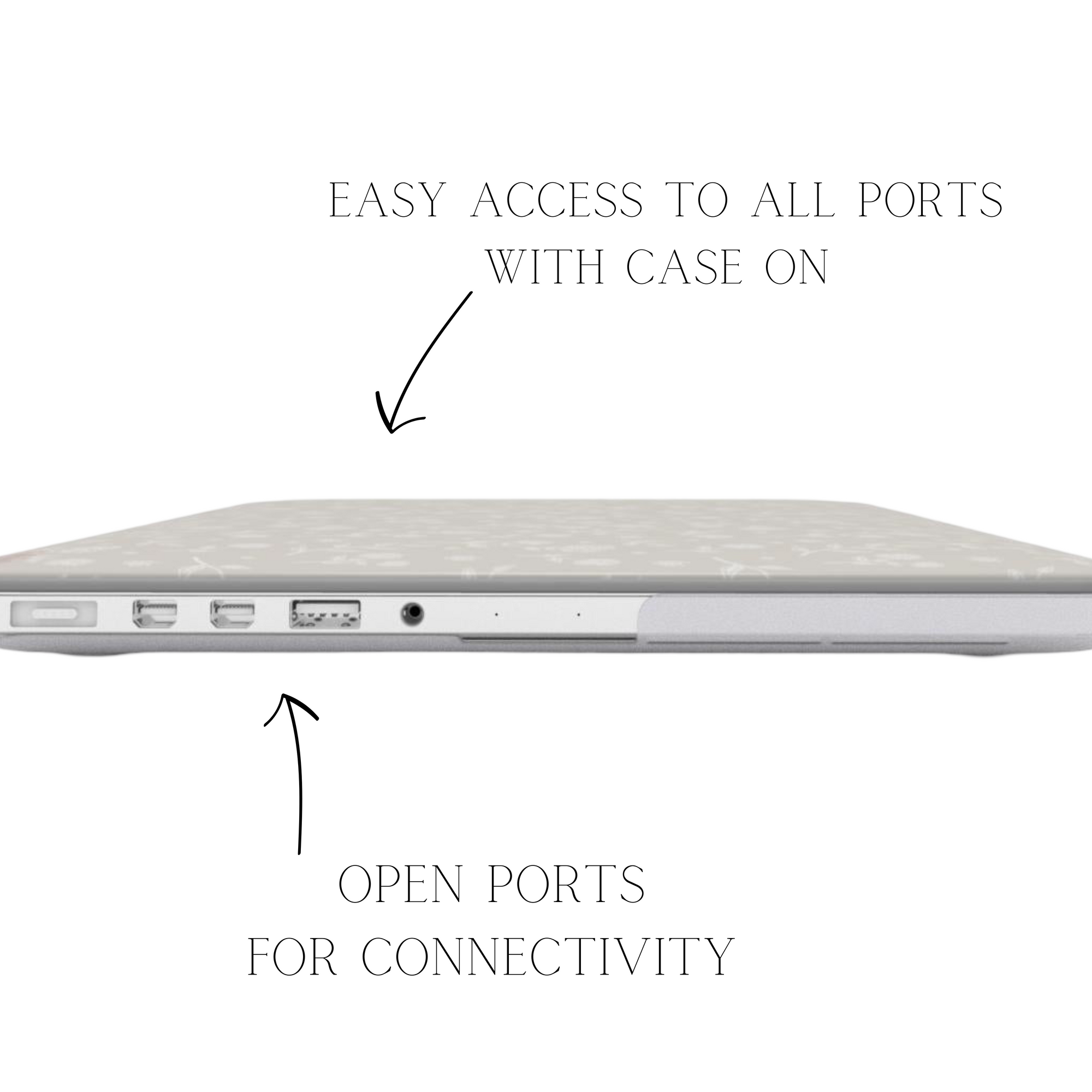 Maya Laptop Case featuring matte off white background with small white flowers | Ultimate Protection with Flair
