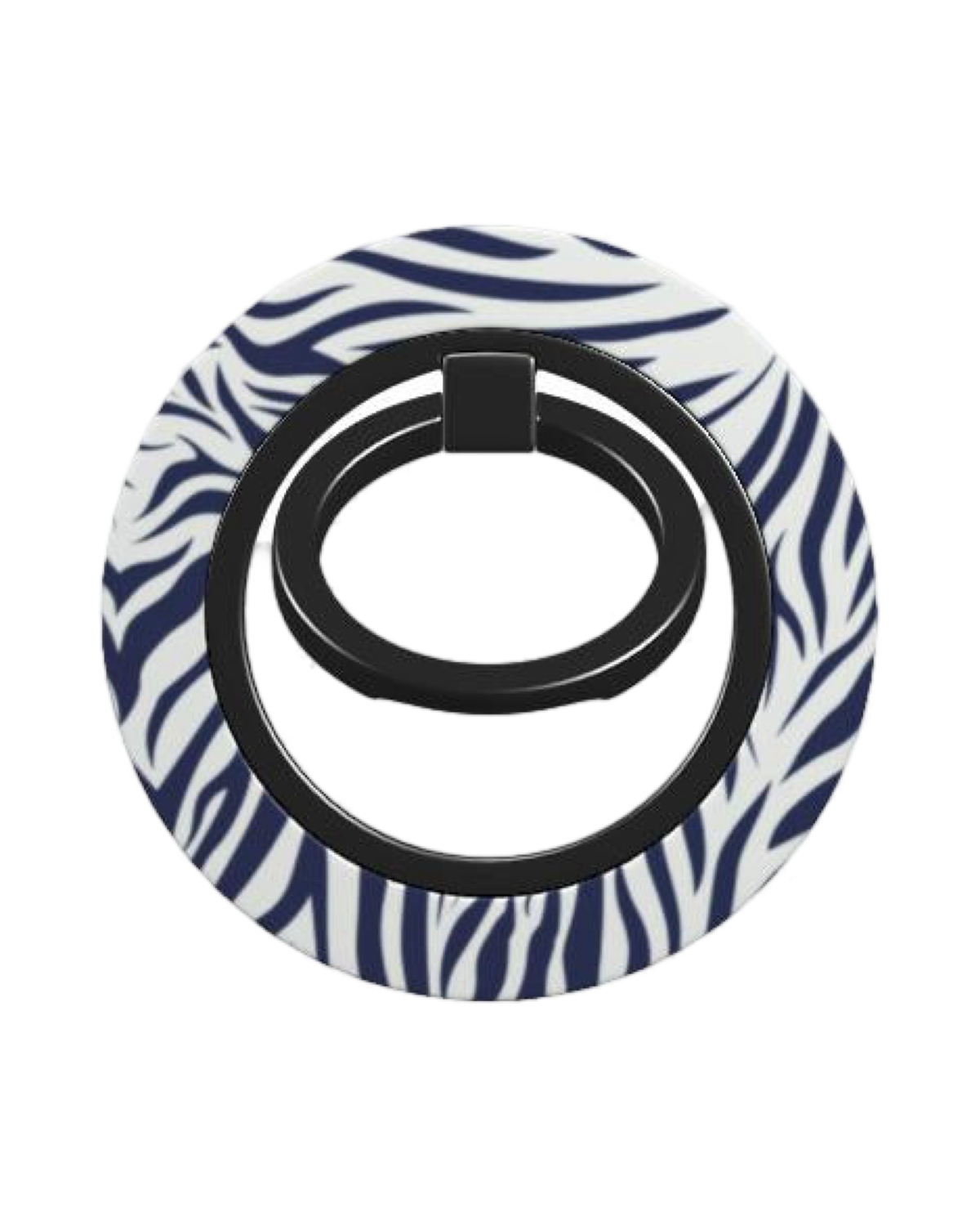 Midnight Blue Animal Print Phone Ring Holder in glossy with blue and white animal print