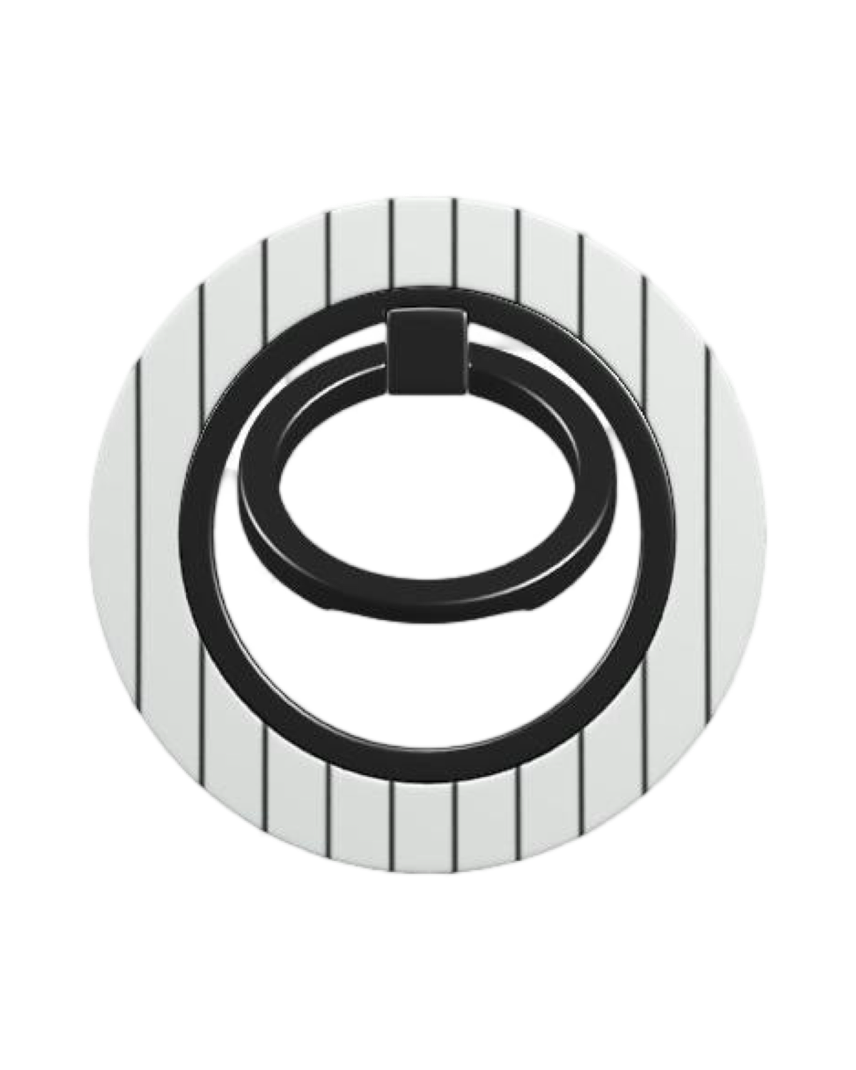 Minus One Phone Ring Holder in glossy with black stripes on white background giving a stylish look.