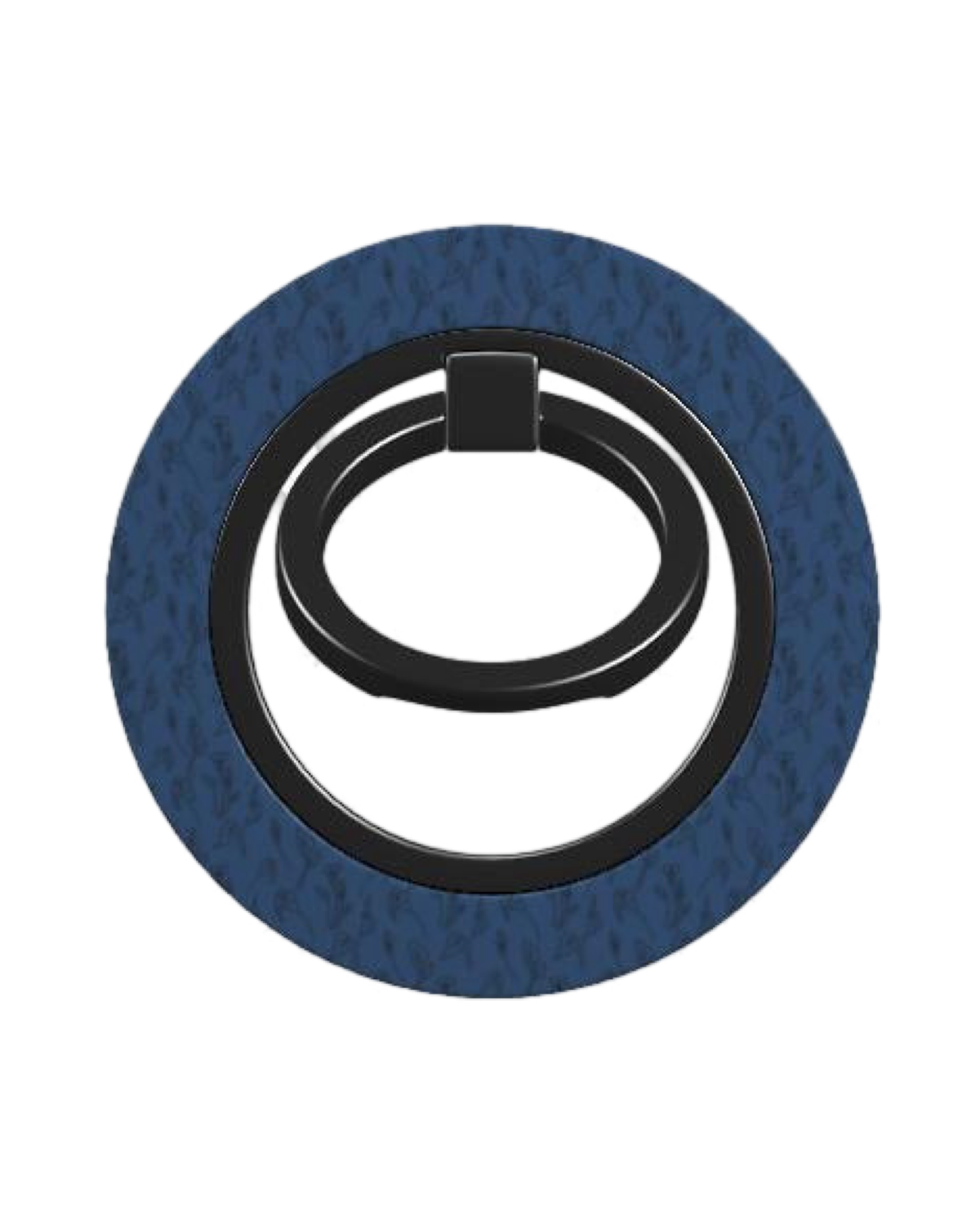 Movie Night Phone Ring Holder ,  magnetic phone ring featuring small black flowers on glossy dark blue background