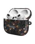 Mysterious Garden Earbuds Case featuring glossy dark floral design on AirPods giving artistry and full coverage at the same time.