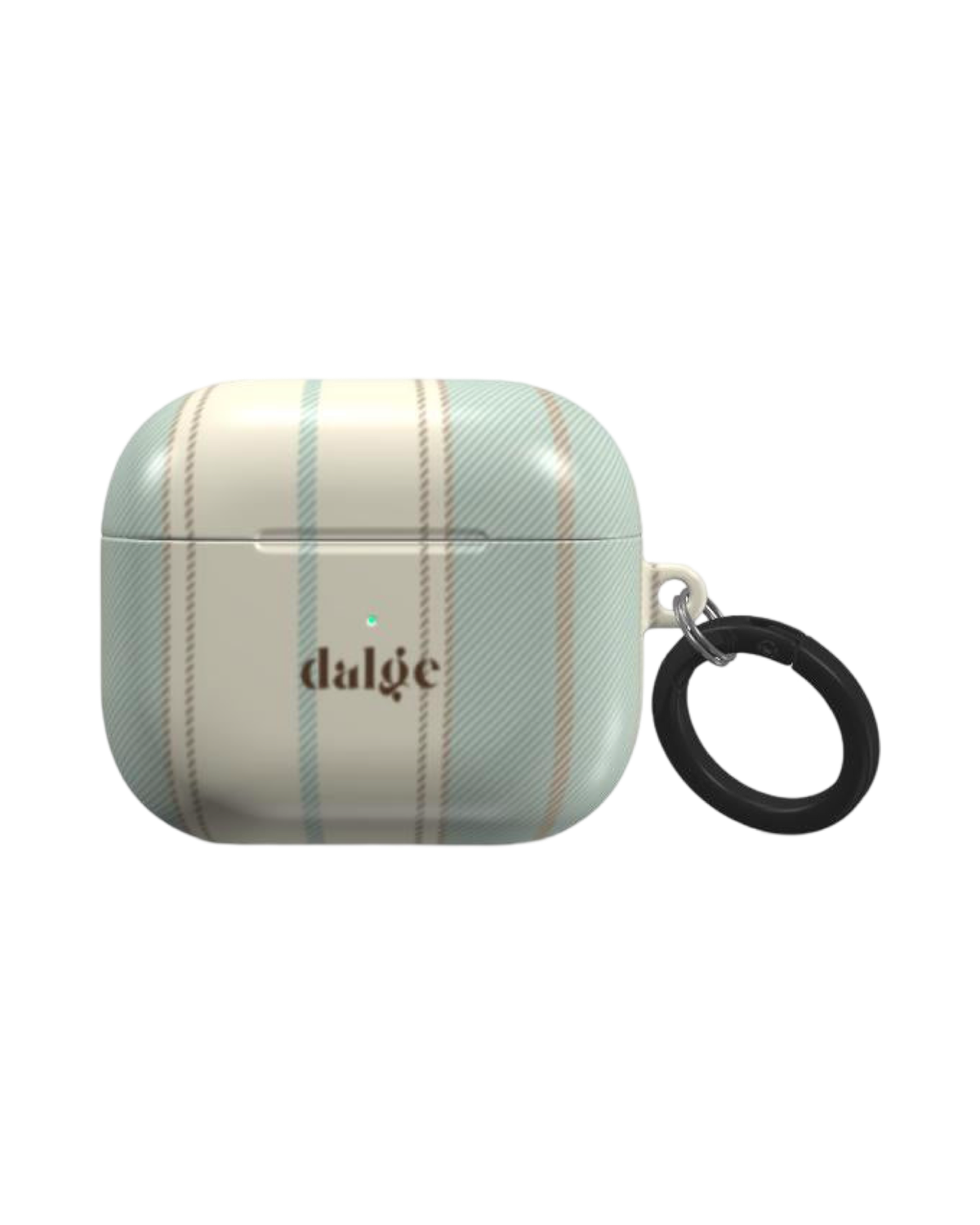 Old Shirt Earbuds Case featuring beige and light pastel green  stripes on glossy background covering in style 