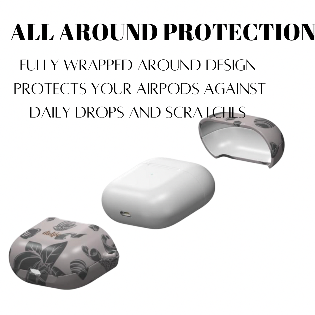 Sweet Course Earbuds Case glossy AirPods  with candy designs on taupe  background fully covering and protecting the AirPods