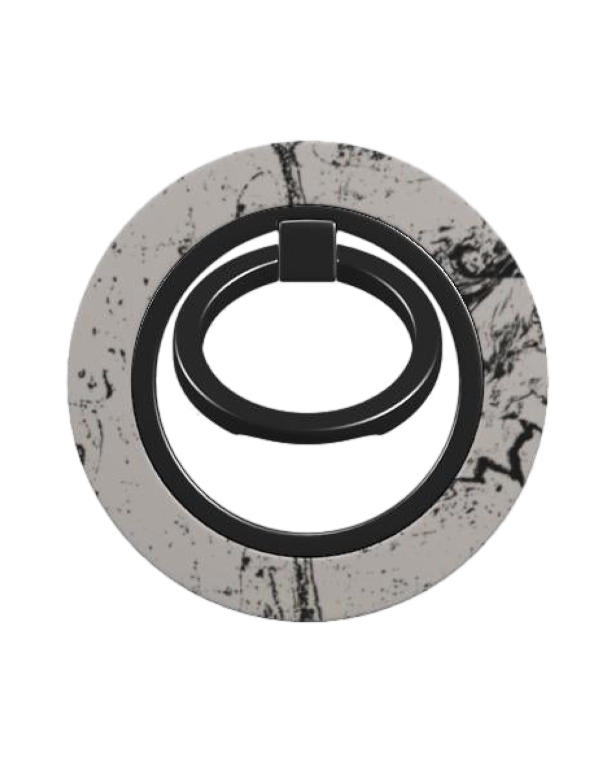 Marble Cake Phone Ring Holder featuring marble design in grey and black in glossy finish