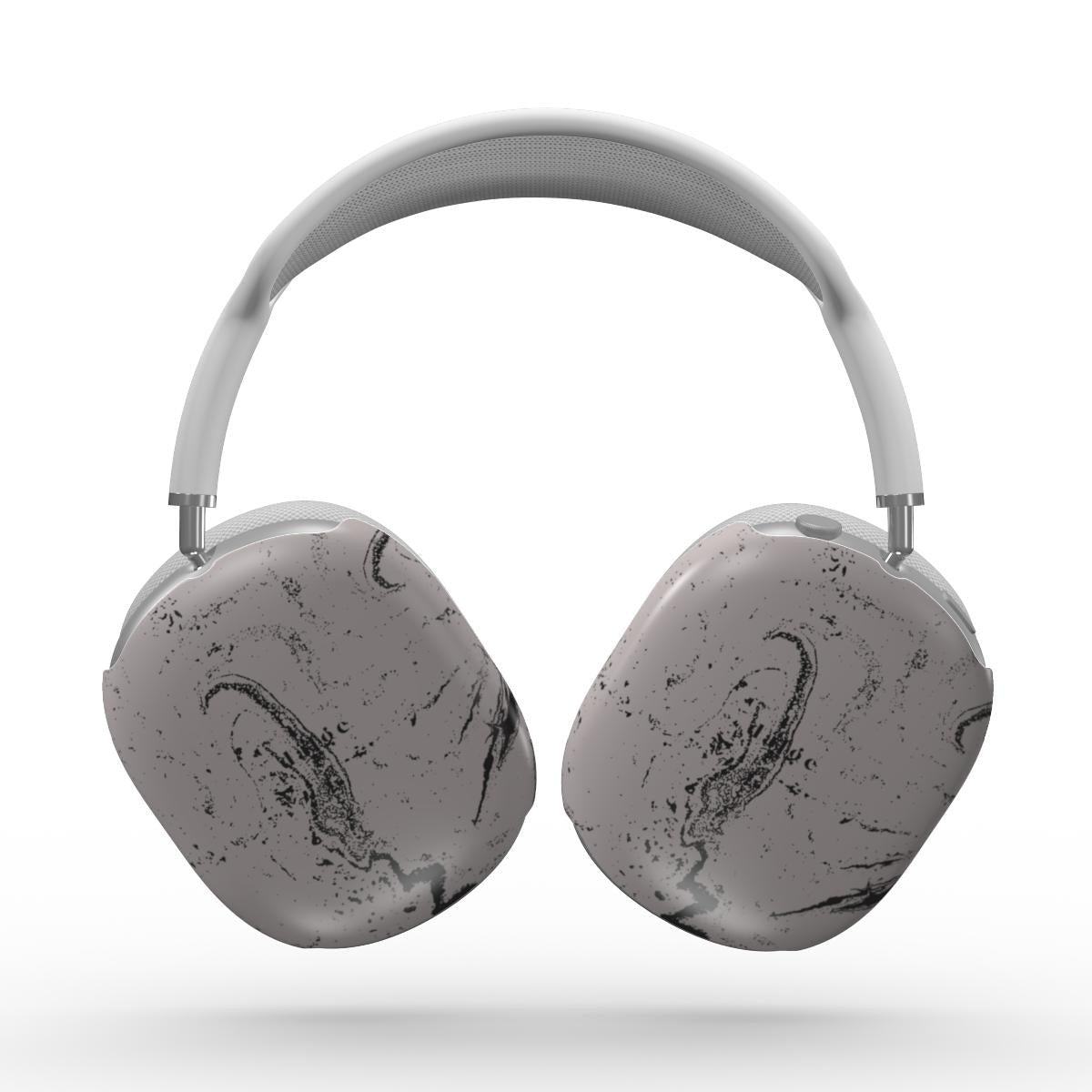 Glossy or Matte Marble Cake AirPods Max Cases featuring marble design in grey and black waters. 