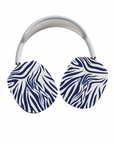 Midnight Blue Animal Pint Max Cases in glossy or matte with blue and white zebra prints | Artistic Coverage for AirPods Max.