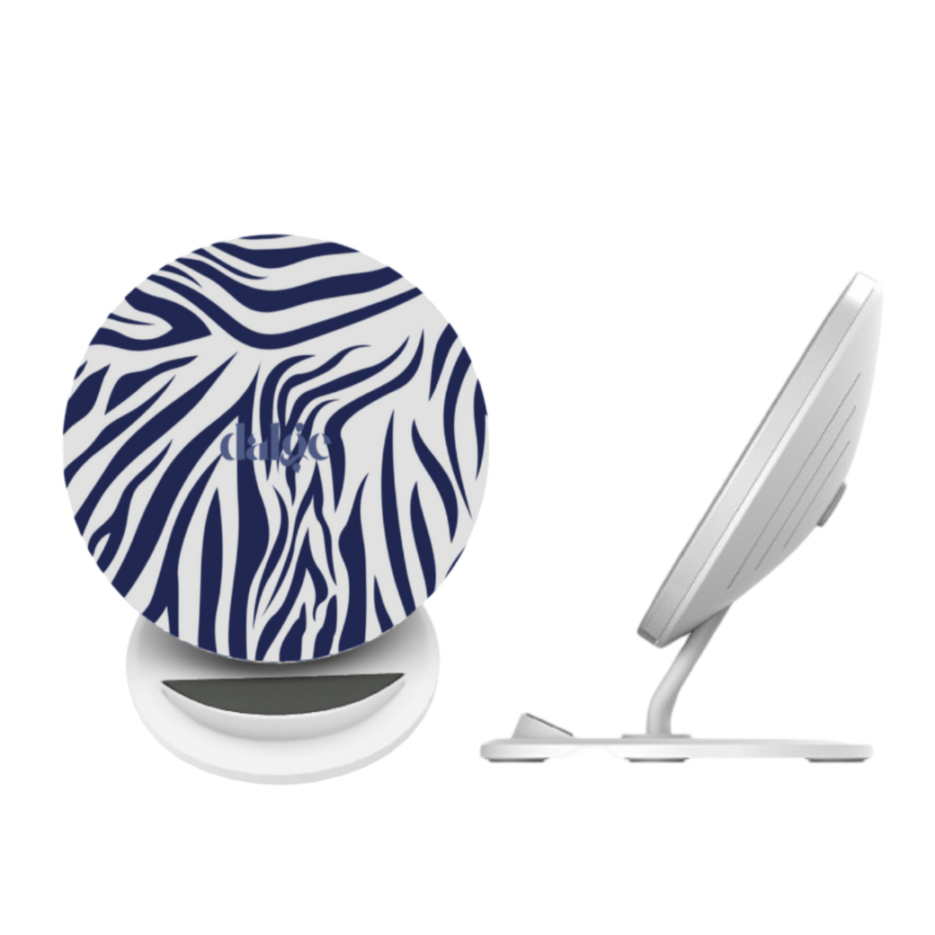 Animal Print Midnight Blue Wireless Induction Charger In Matte