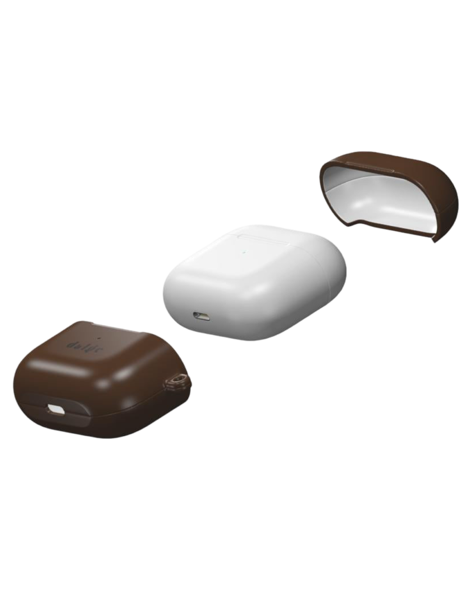 Tan Lips Earbuds Case Int. | Secure &amp; Stylish Protection | Glossy dark brown solid color AirPods Case full covering in color from our collection Lipstick.