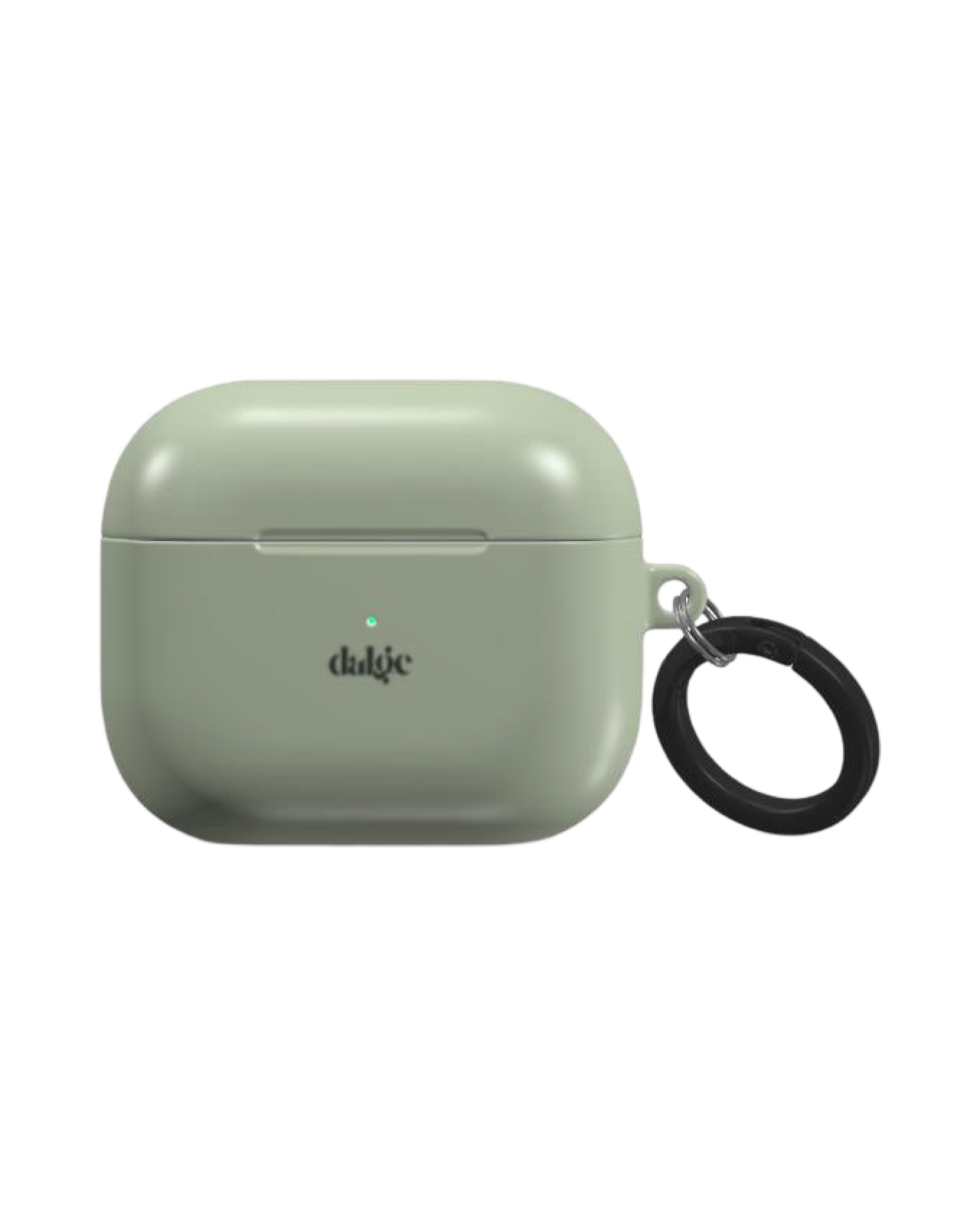 Sage Earbuds Case featuring glossy light olive-green solid color design for artistic coverage and protection 