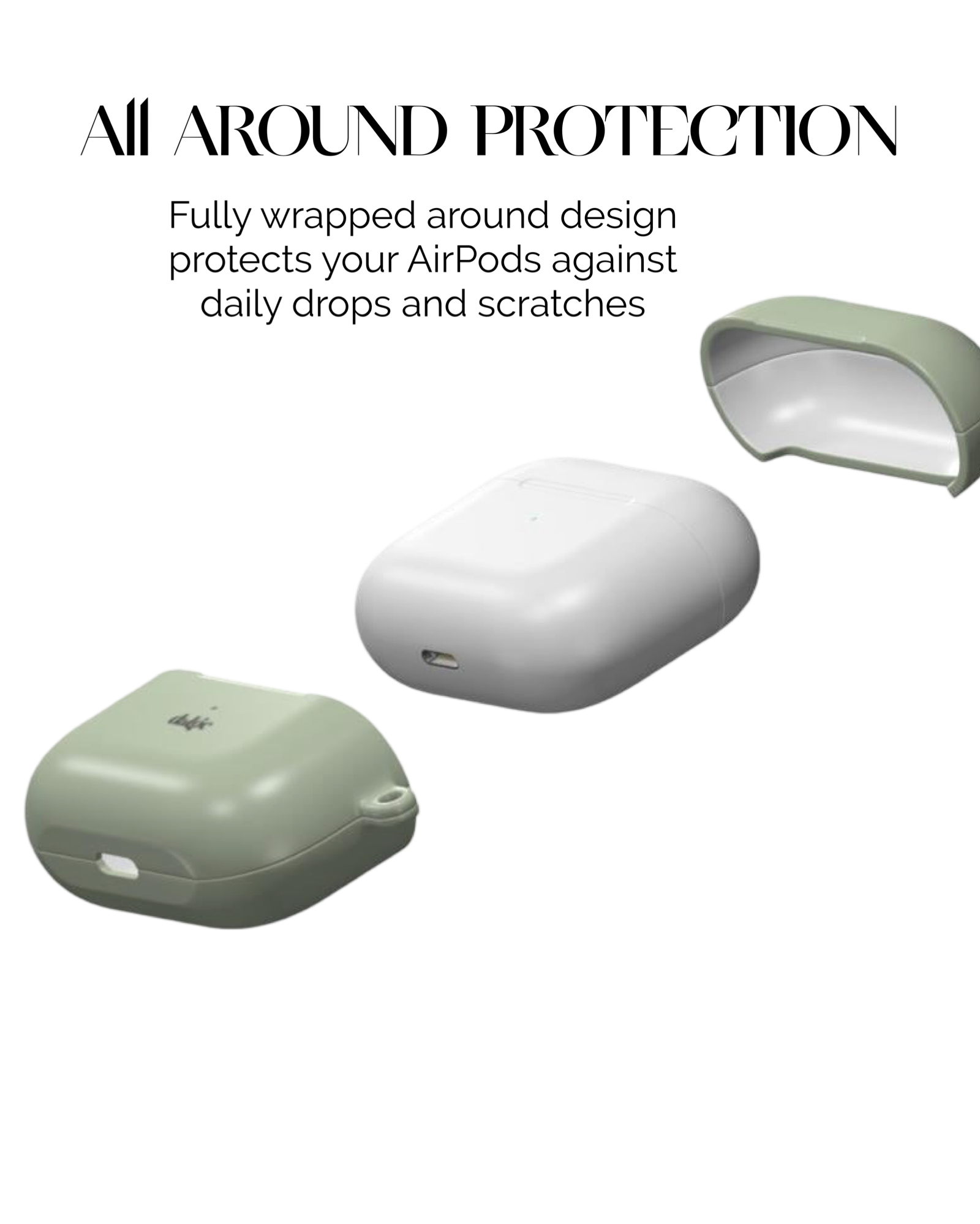 Sage Earbuds Case featuring glossy light olive-green solid color design for artistic coverage and protection 