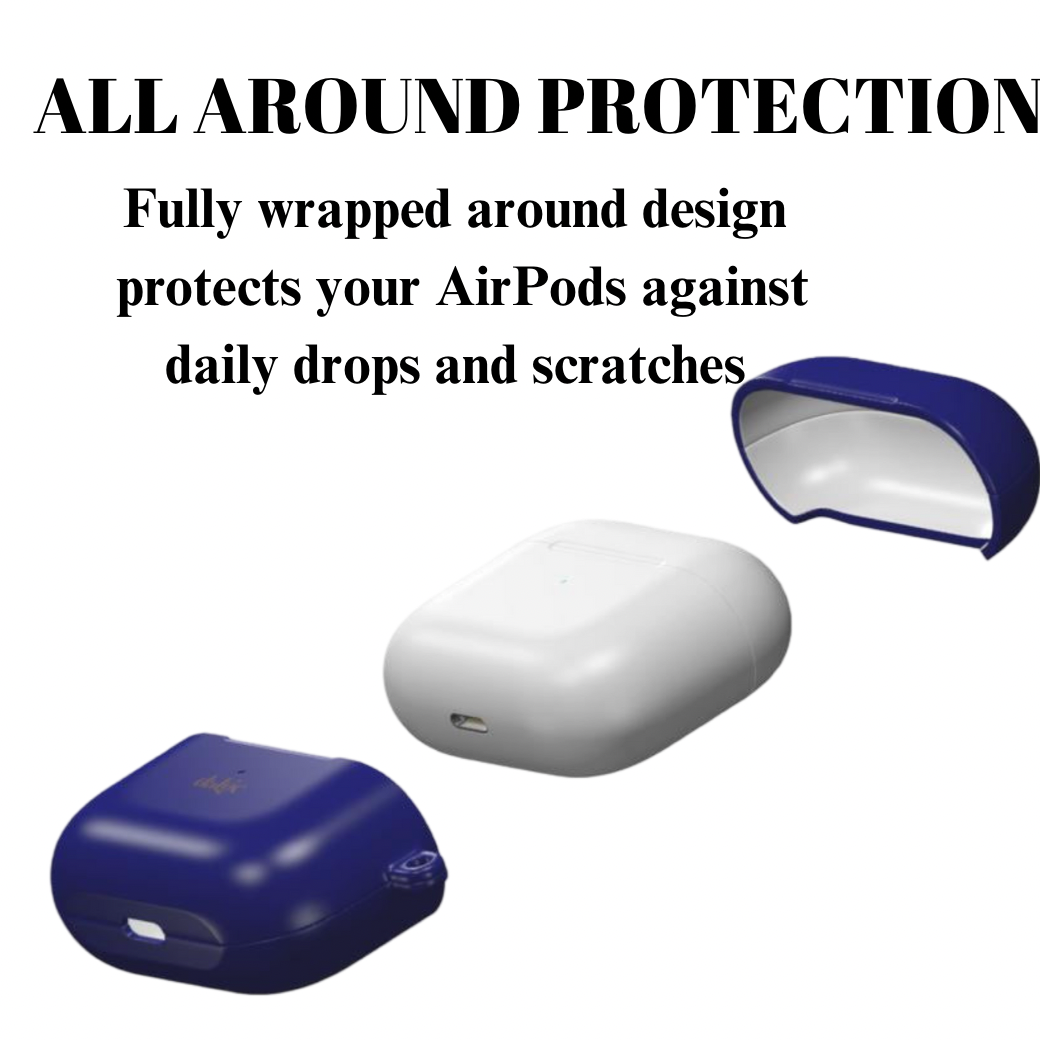 Glossy Midnight Blue AirPods Case  in a stylish and artistic design.