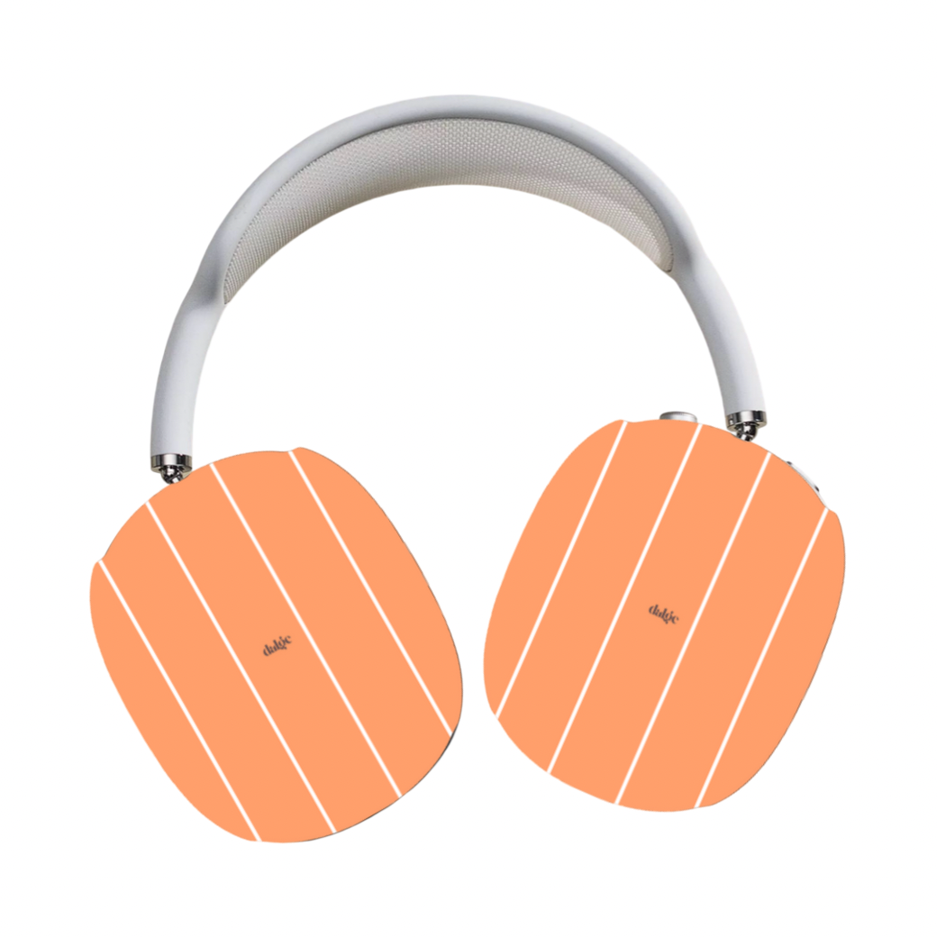 Mood Swings Max Cases featuring orange background with white stripes giving artistic coverage to your AirPods Max.