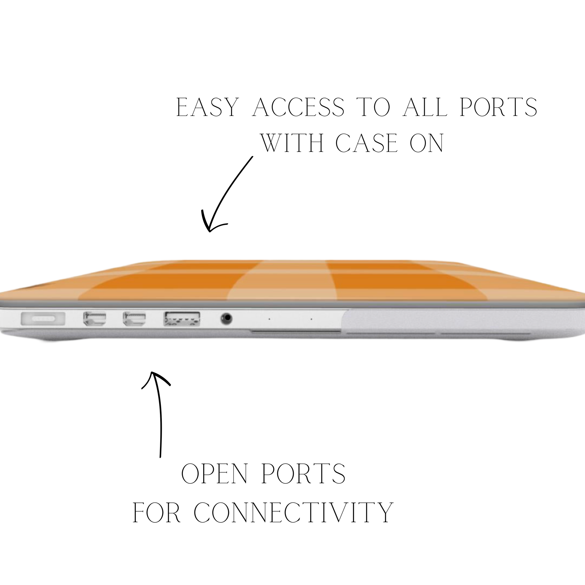 Pumpkin Tart Laptop Case featuring orange checkered designs in matte finish ,full covering the MacBook.