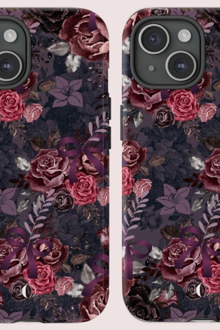 Dark Floral Purple Bow Tough Phone Case | Ultimate Protection