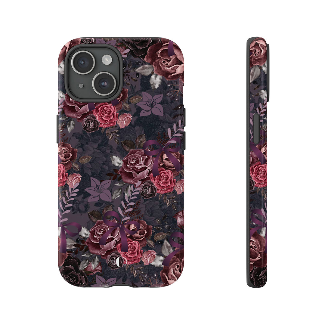 Dark Floral Purple Bow Tough Phone Case | Ultimate Protection